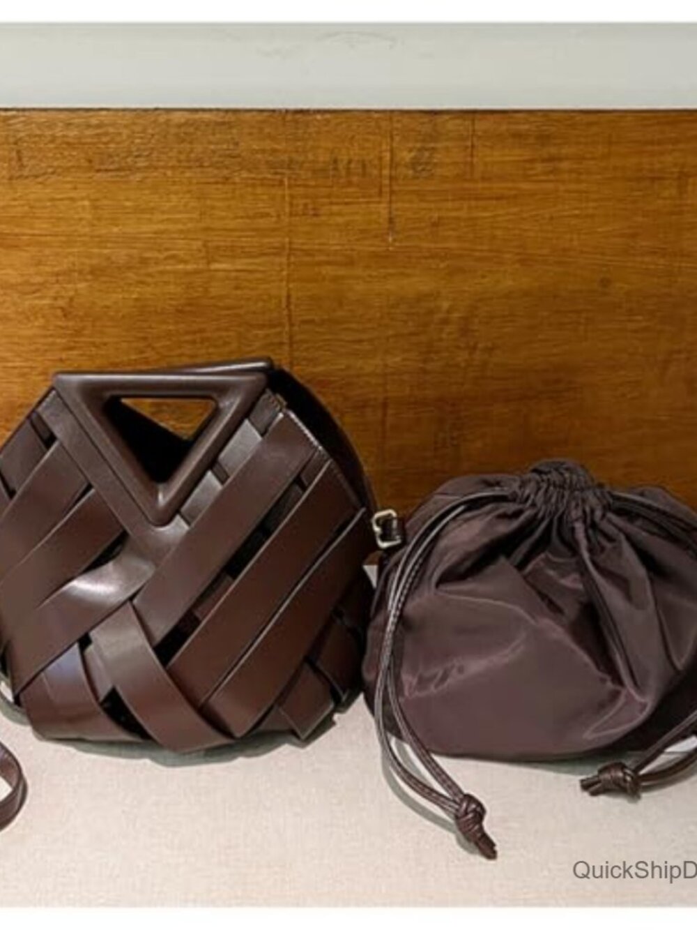 Woven PU Leather Hobo Crossbody Bag with Adjustable Shoulder Strap - Picture 5 of 7